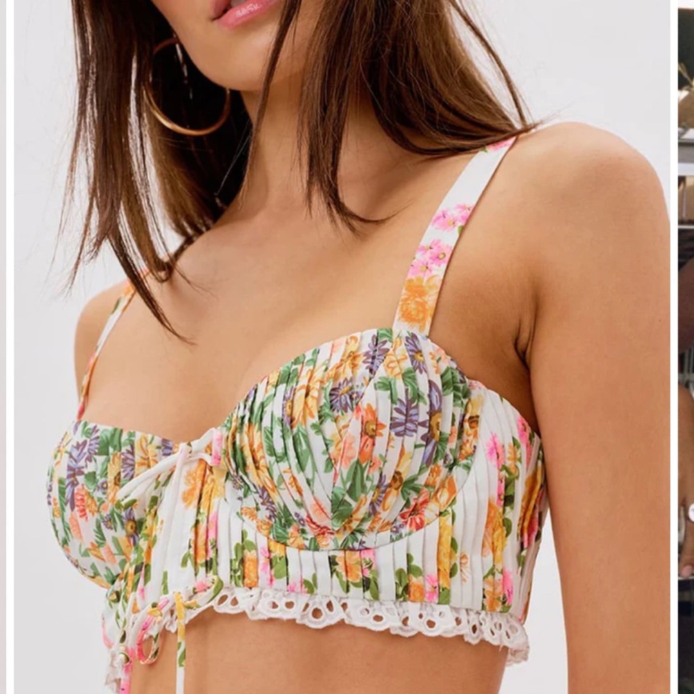For Love and Lemons Rosalyn Crop Top Small